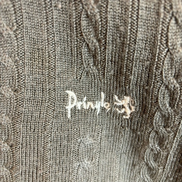PRINGLE OF SCOTLAND Sz XL Washable 100% Wool  Grandpacore Cable Knit Cardigan - Picture 3 of 10